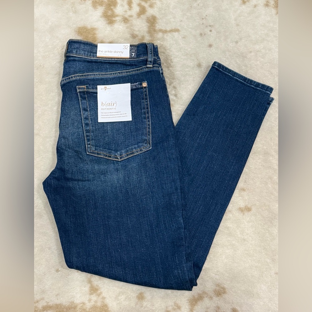 7 For All Mankind Dark Blue Ankle Skinny Jeans